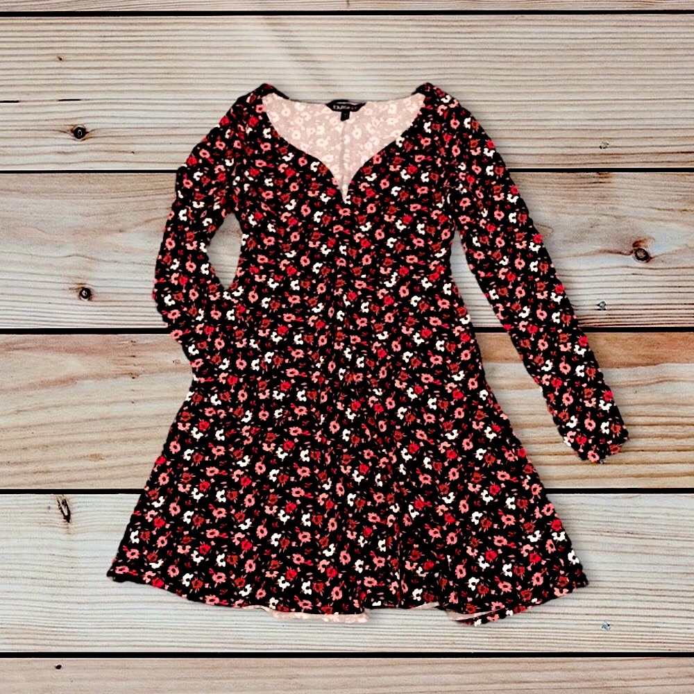Express Floral Knit Skater Dress